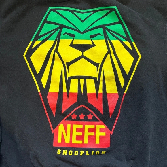 Neff Snoop Dogg | Unisex Crewneck Black Rasta Snooplion Sweater Size M - Picture 2 of 5